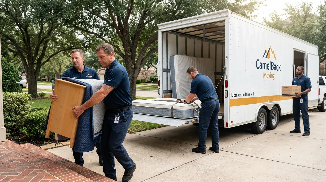 Crew loading residential truck for cross-state move from Wonder Lake, IL
