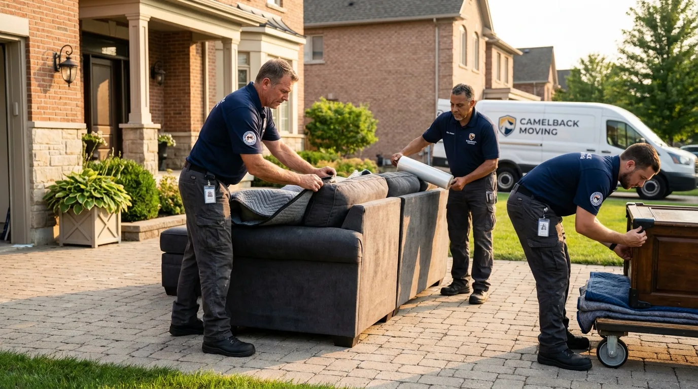 Large estate moving crew wrapping furniture in Wonder Lake, IL